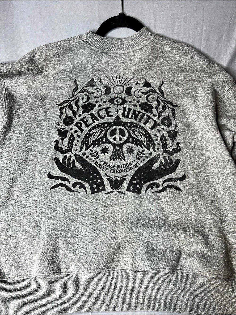 Spiritual Gangster Peace Dove Savasana Sweatshirt Gray Small - Picture 2 of 10